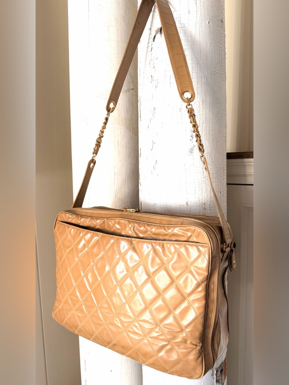 CHANEL Rare Vintage Quilted Glazed Leather Travel Bag Briefcase + COA - Picture 15 of 15